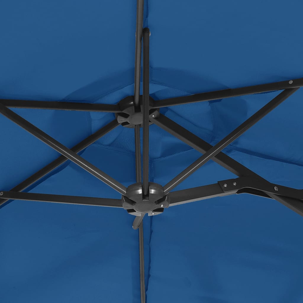 Parasol dubbel dak met LED 316x240 cm azuurblauw - AllerleiShop