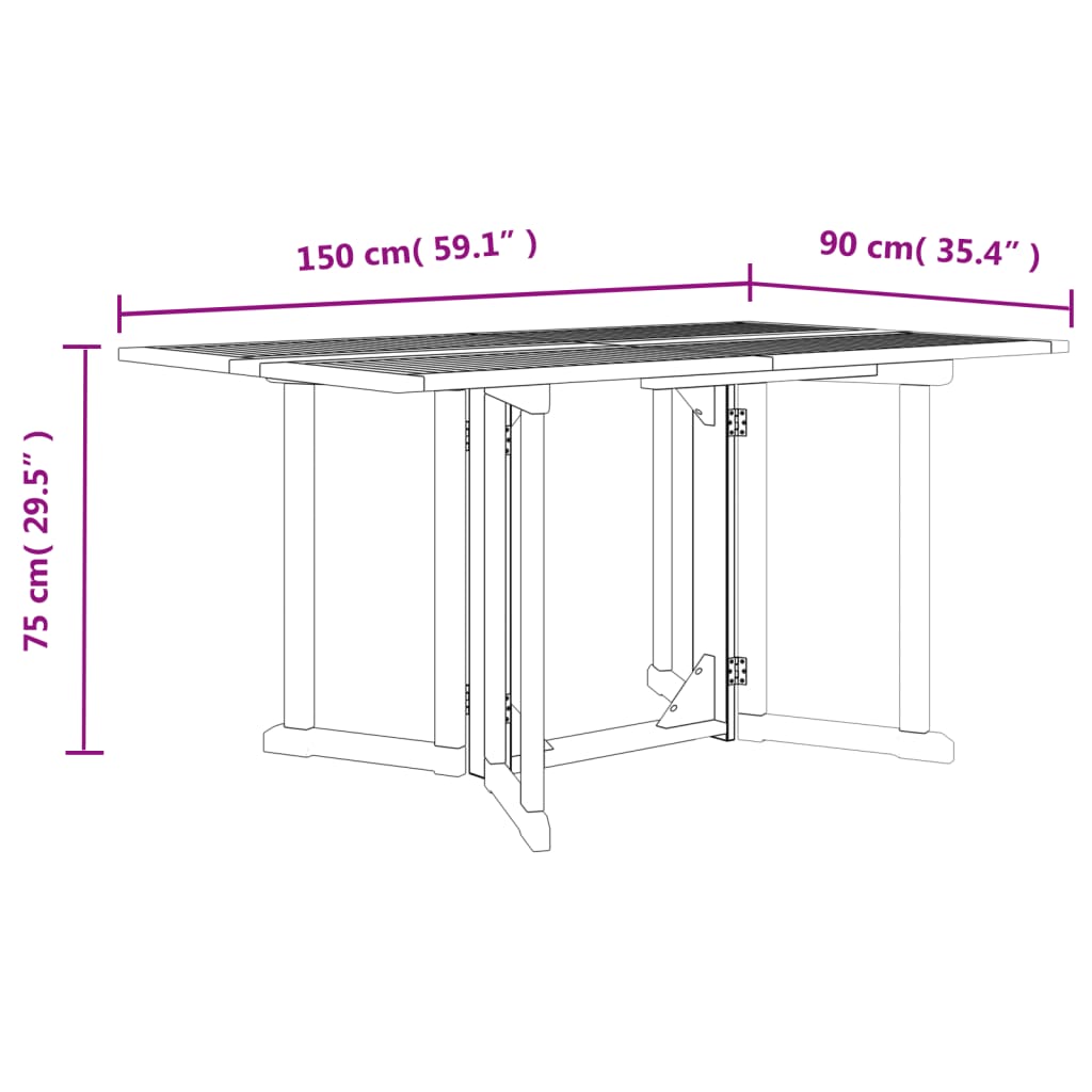 Tuintafel inklapbaar 150x90x75 cm massief teakhout - AllerleiShop