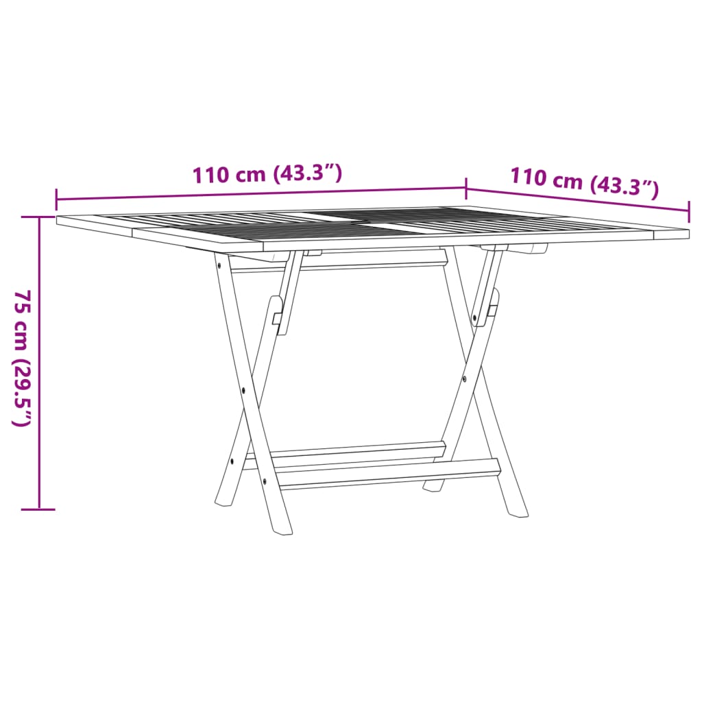 Tuintafel inklapbaar 110x110x75 cm massief teakhout - AllerleiShop