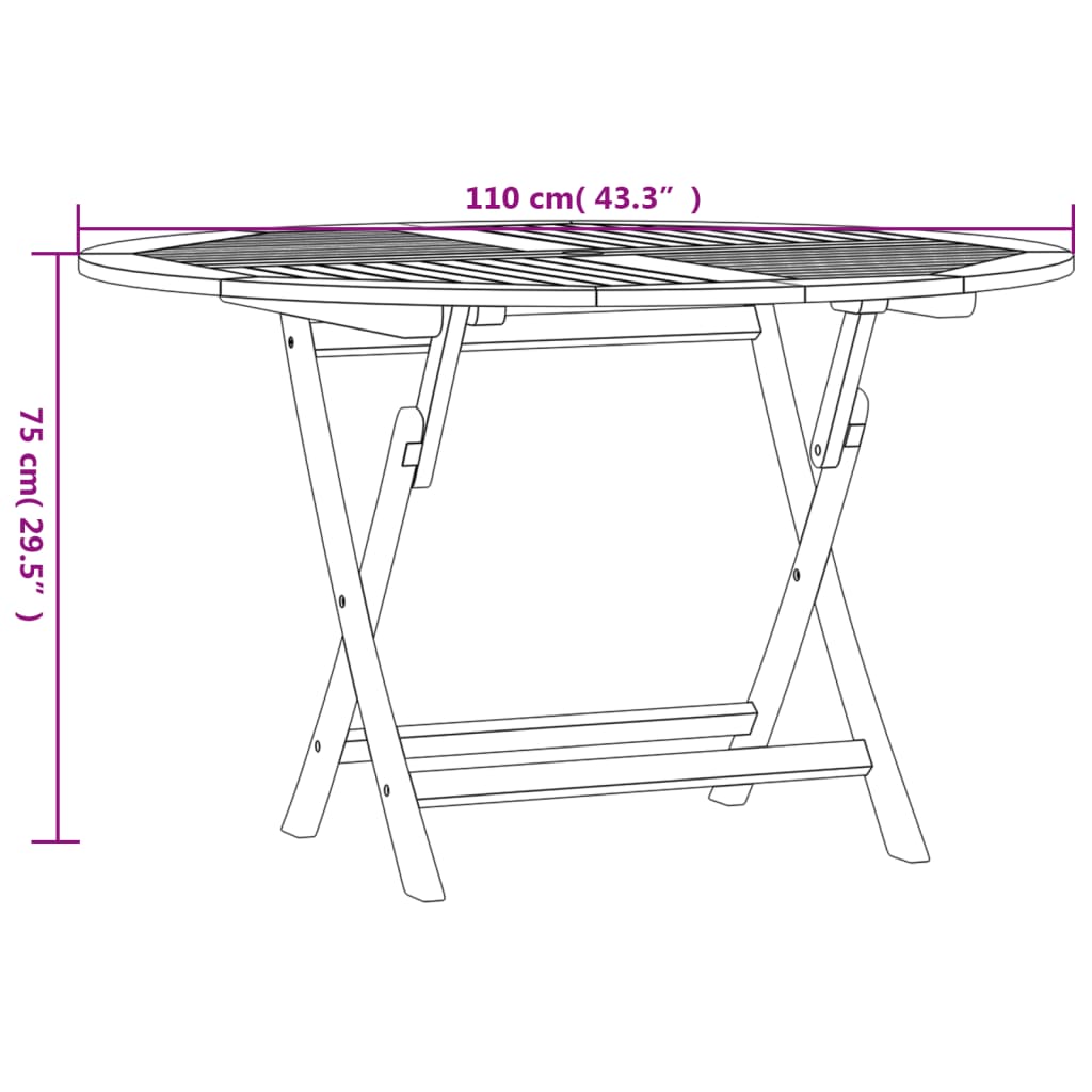 Tuintafel inklapbaar Ø 110x75 cm massief teakhout - AllerleiShop