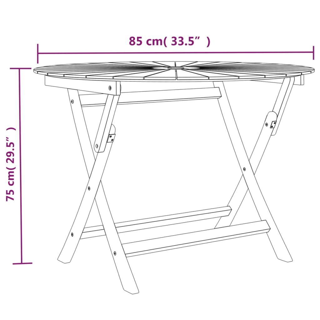 Tuintafel inklapbaar Ø 85x75 cm massief teakhout - AllerleiShop