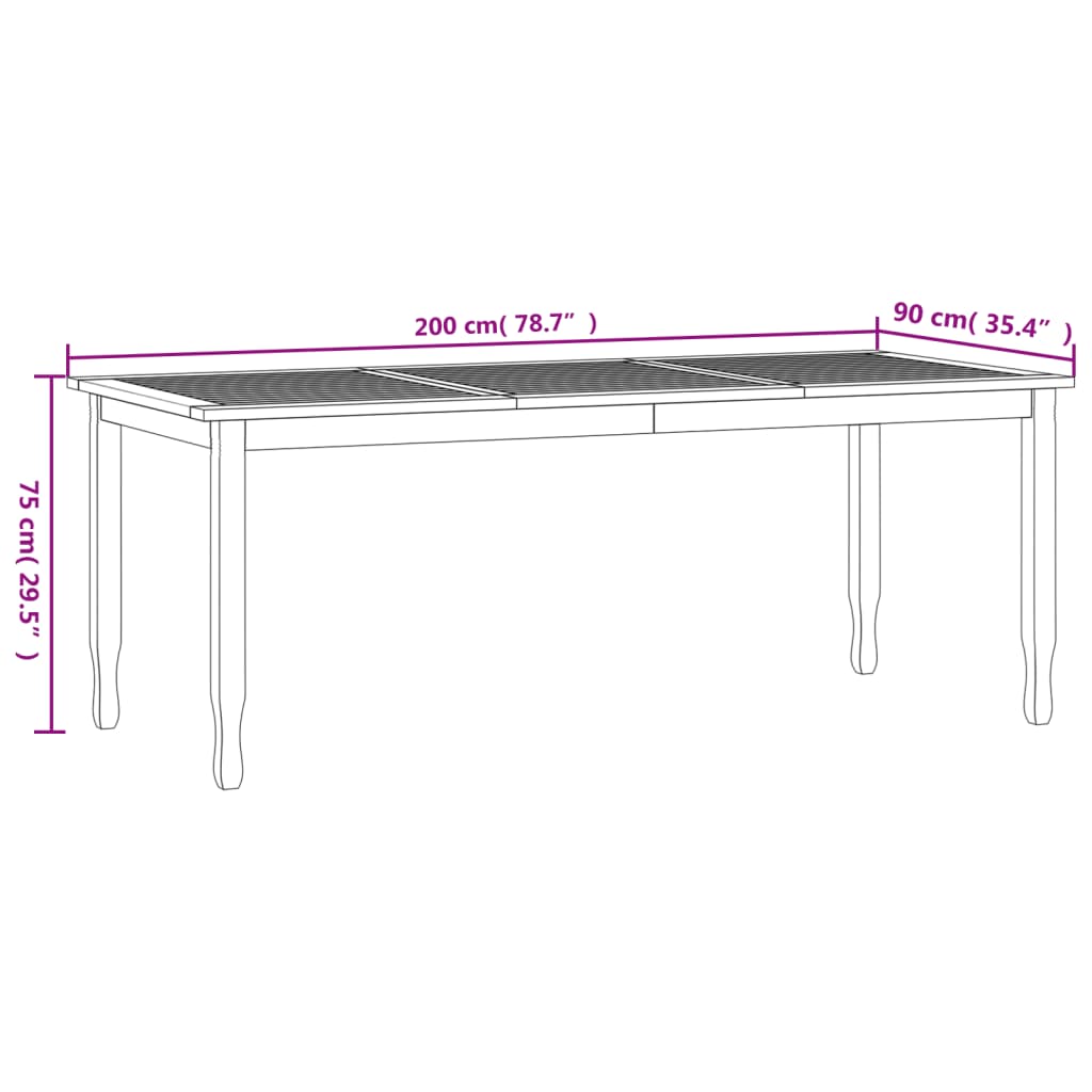 Tuintafel 200x90x75 cm massief teakhout - AllerleiShop