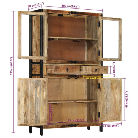 vidaXL Hoge kast 100x40x175 cm massief ruw mangohout - AllerleiShop