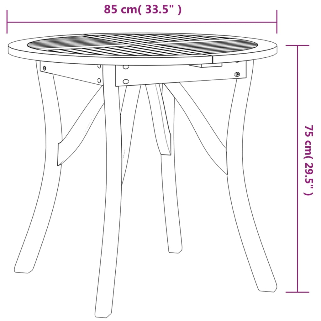 Tuintafel Ø 85 cm massief acaciahout - AllerleiShop