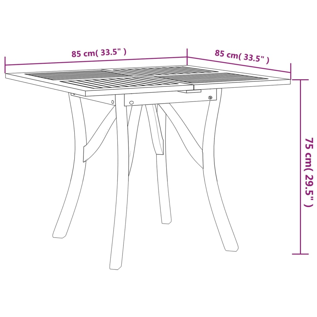 Tuintafel 85x85x75 cm massief acaciahout - AllerleiShop