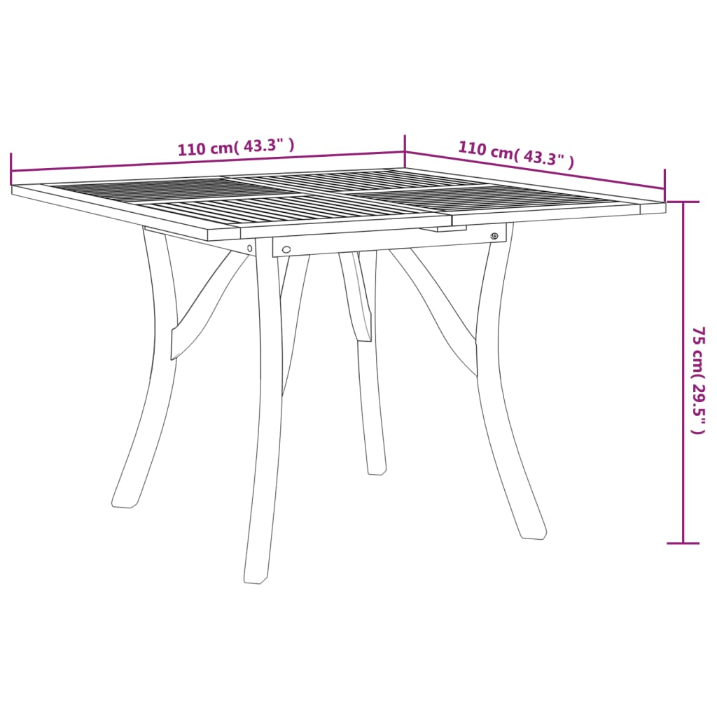 Tuintafel 110x110x75 cm massief acaciahout - AllerleiShop