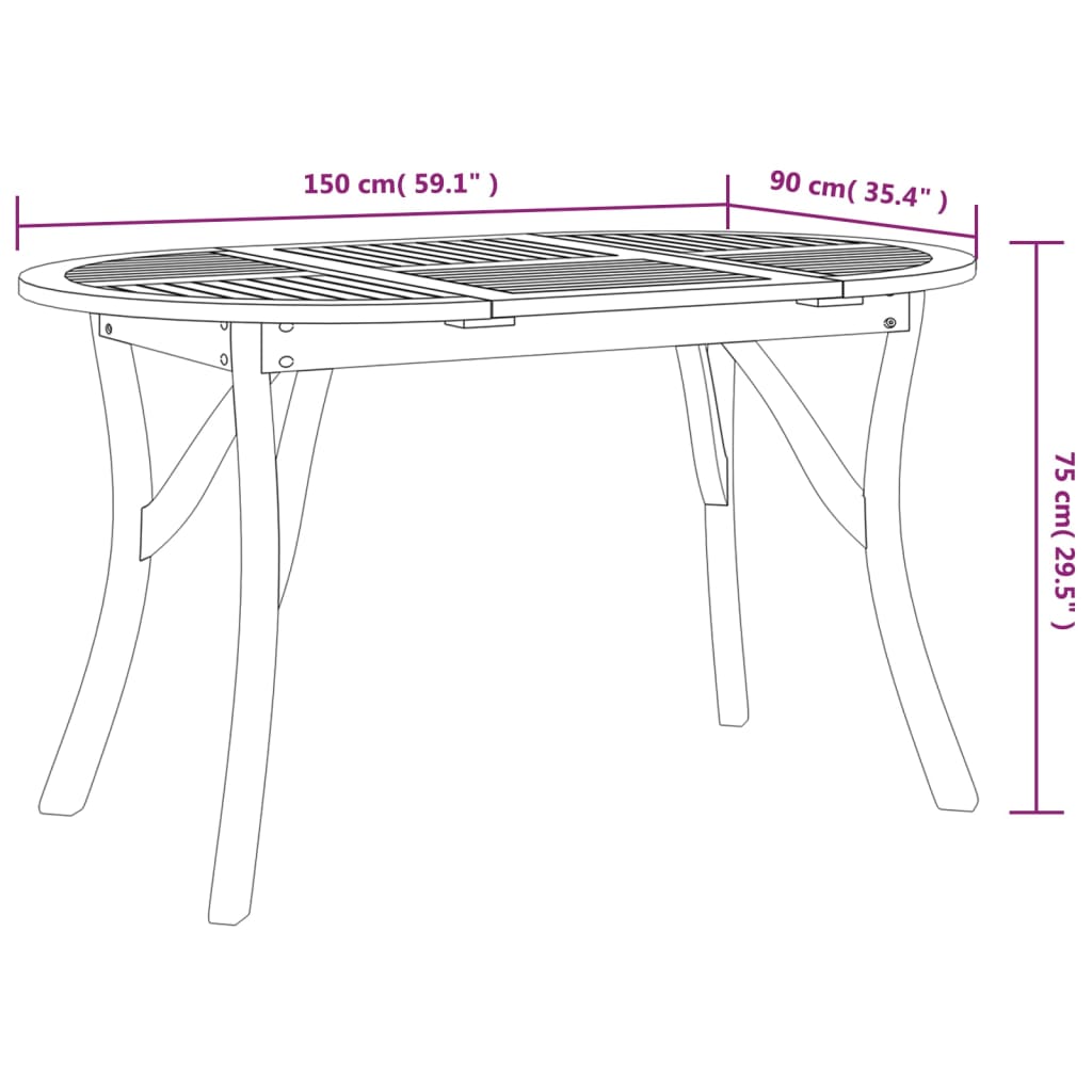 Tuintafel 150x90x75 cm massief acaciahout - AllerleiShop