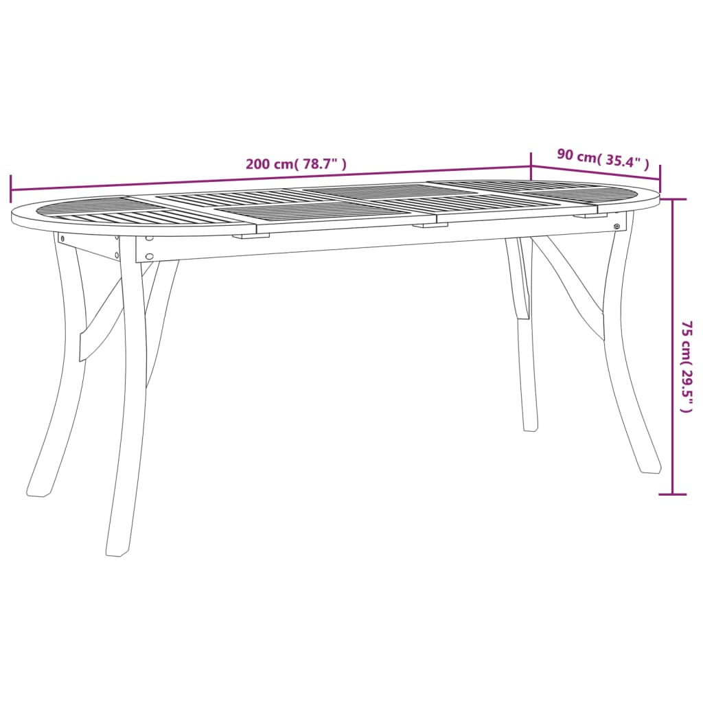 Tuintafel 200x90x75 cm massief acaciahout - AllerleiShop