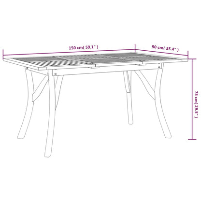 Tuintafel 150x90x75 cm massief acaciahout - AllerleiShop