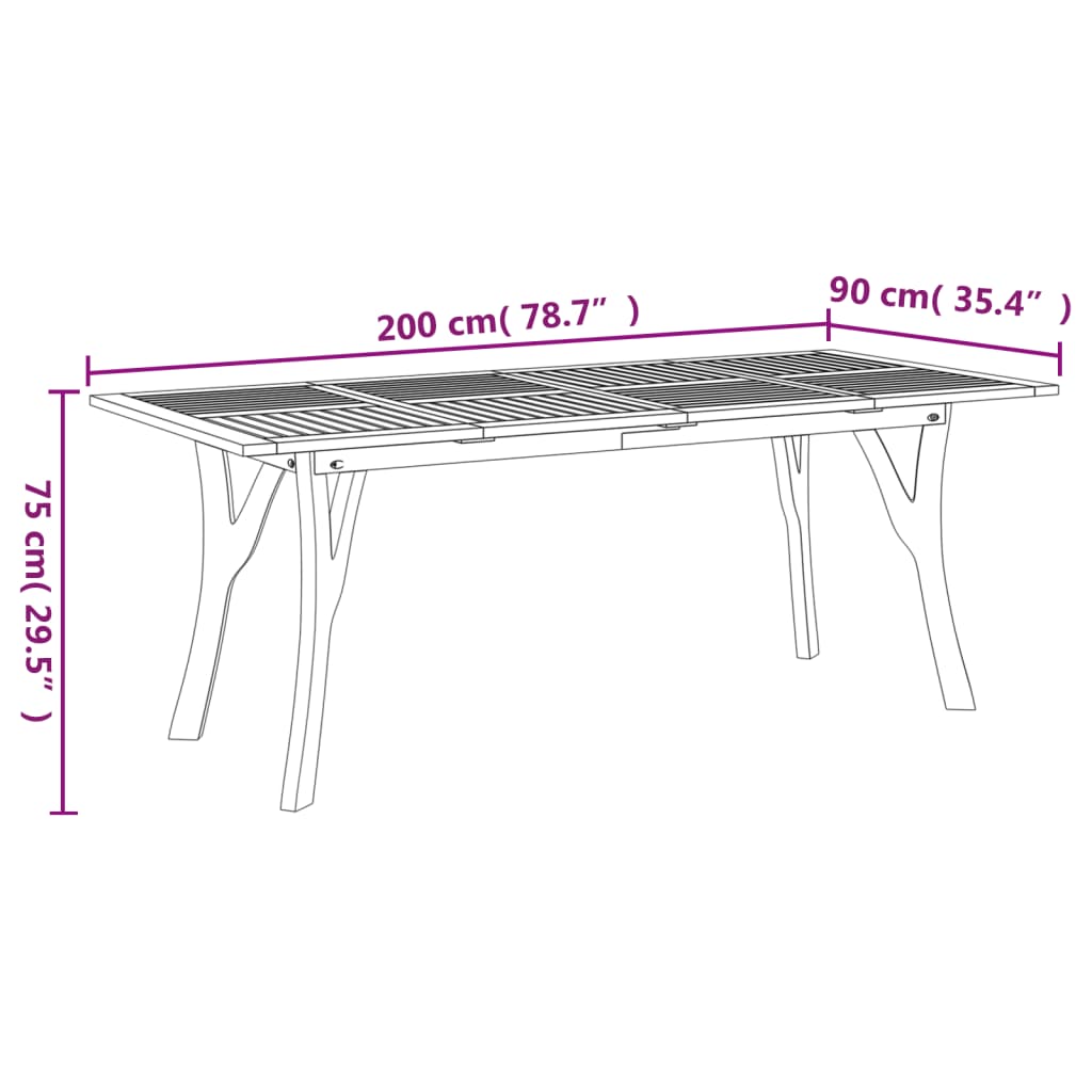 Tuintafel 200x90x75 cm massief acaciahout - AllerleiShop