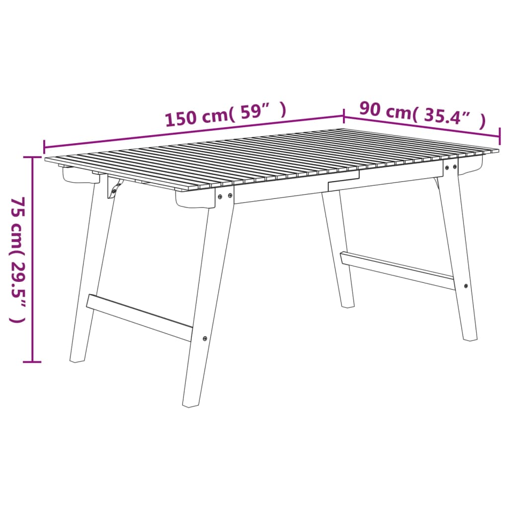 Tuintafel 150x90x75 cm massief acaciahout - AllerleiShop