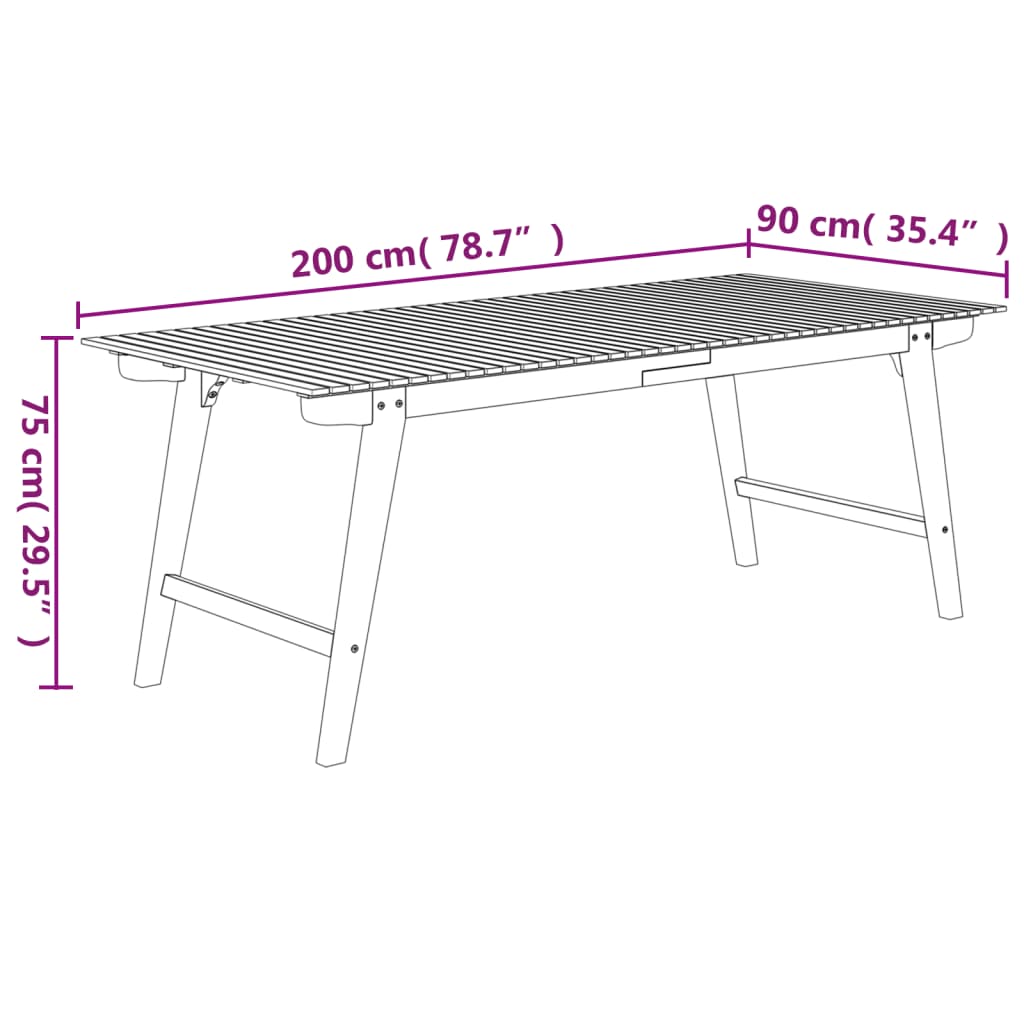 Tuintafel 200x90x75 cm massief acaciahout - AllerleiShop