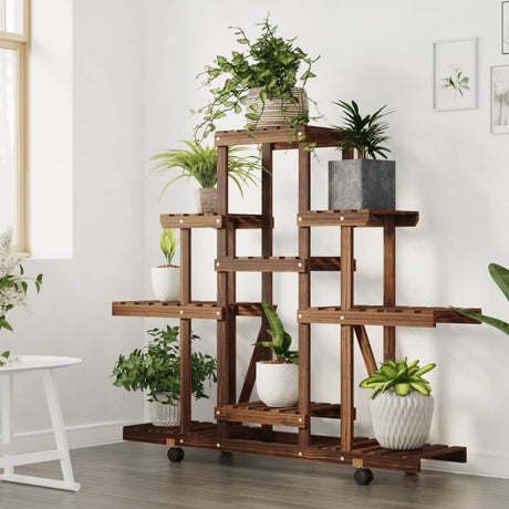 Plantenstandaard met wielen 110x25x101 cm massief vurenhout - AllerleiShop