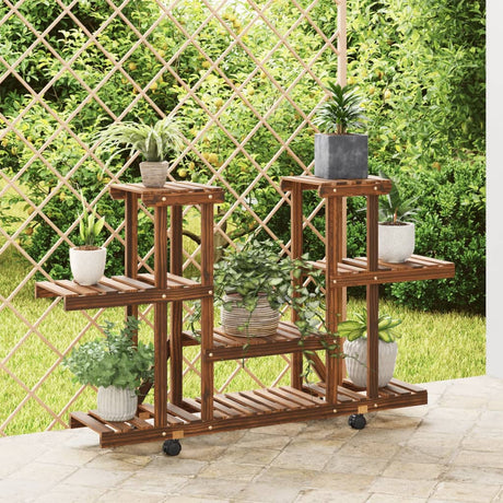 Plantenstandaard met wielen 110x25x78 cm massief vurenhout - AllerleiShop