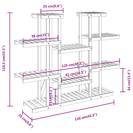 Plantenstandaard 110x25x110,5 cm massief vurenhout - AllerleiShop