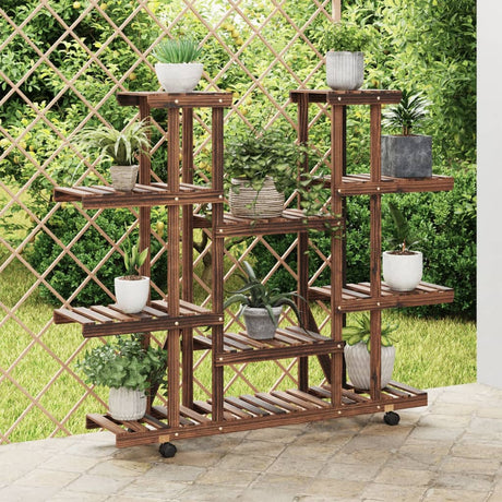 Plantenstandaard met wielen 110x25x115 cm massief vurenhout - AllerleiShop