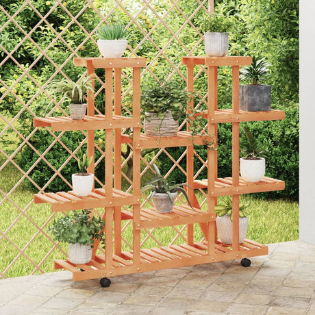 Plantenstandaard met wielen 110x25x115 cm massief vurenhout - AllerleiShop