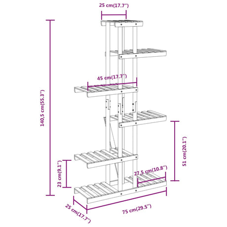 Plantenstandaard 75x25x140,5 cm massief vurenhout - AllerleiShop