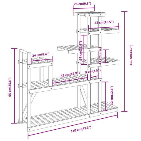 Plantenstandaard 110x25x111 cm massief vurenhout - AllerleiShop