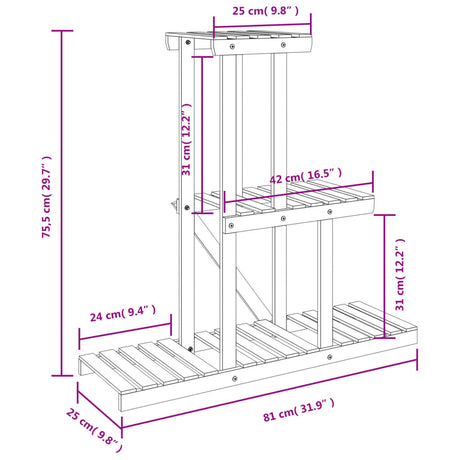 Plantenstandaard 81x25x75,5 cm massief vurenhout - AllerleiShop