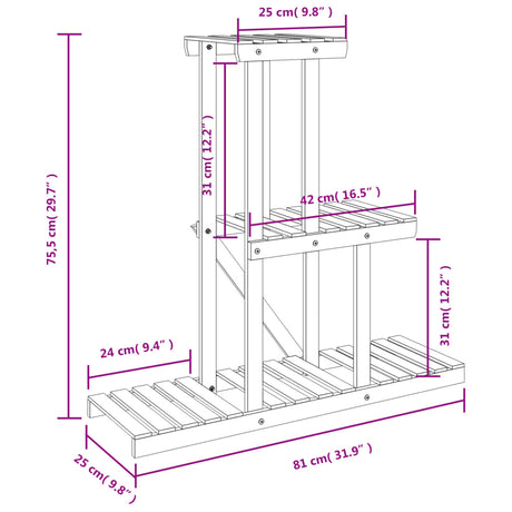 Plantenstandaard 81x25x75,5 cm massief vurenhout - AllerleiShop