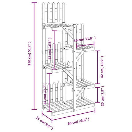 Plantenstandaard 60x25x130 cm massief vurenhout - AllerleiShop