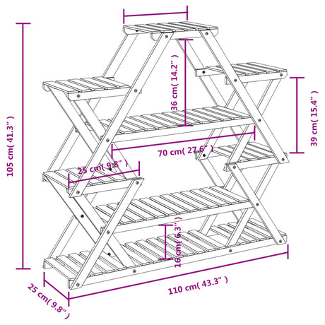 Plantenstandaard 110x25x105 cm massief vurenhout - AllerleiShop