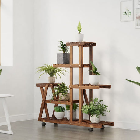 Plantenstandaard met wielen 95x25x101 cm massief vurenhout - AllerleiShop