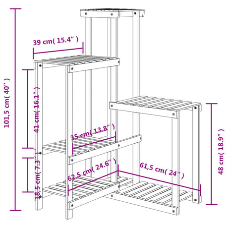 Plantenstandaard 62,5x61,5x101,5 cm massief vurenhout - AllerleiShop