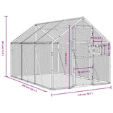 Volière 1,79x3x1,85 m aluminium zilverkleurig