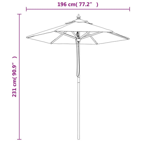 Parasol met houten paal 196x231 cm zandkleurig - AllerleiShop