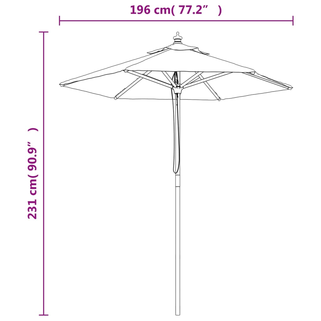 Parasol met houten paal 196x231 cm taupe - AllerleiShop