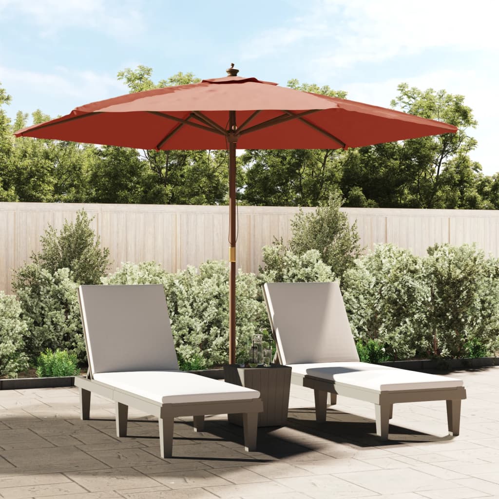 Parasol met houten paal 299x240 cm terracottakleurig - AllerleiShop