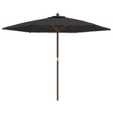 Parasol met houten paal 299x240 cm zwart - AllerleiShop