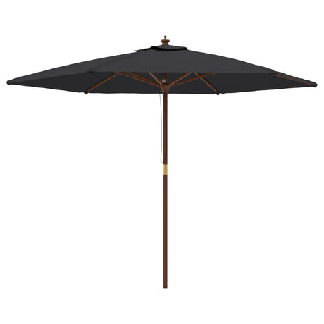 Parasol met houten paal 299x240 cm zwart - AllerleiShop