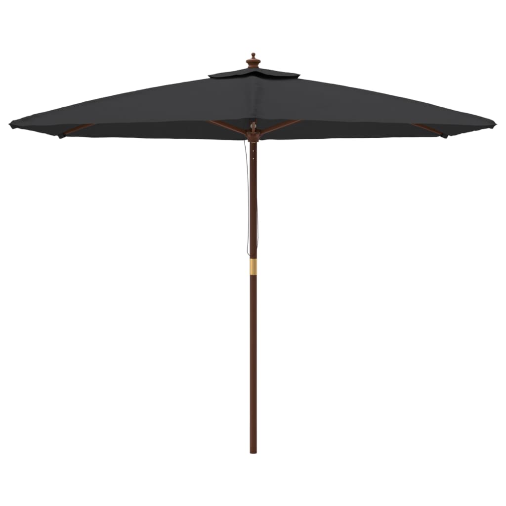 Parasol met houten paal 299x240 cm zwart - AllerleiShop