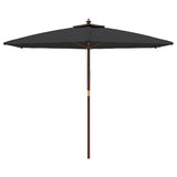 Parasol met houten paal 299x240 cm zwart - AllerleiShop