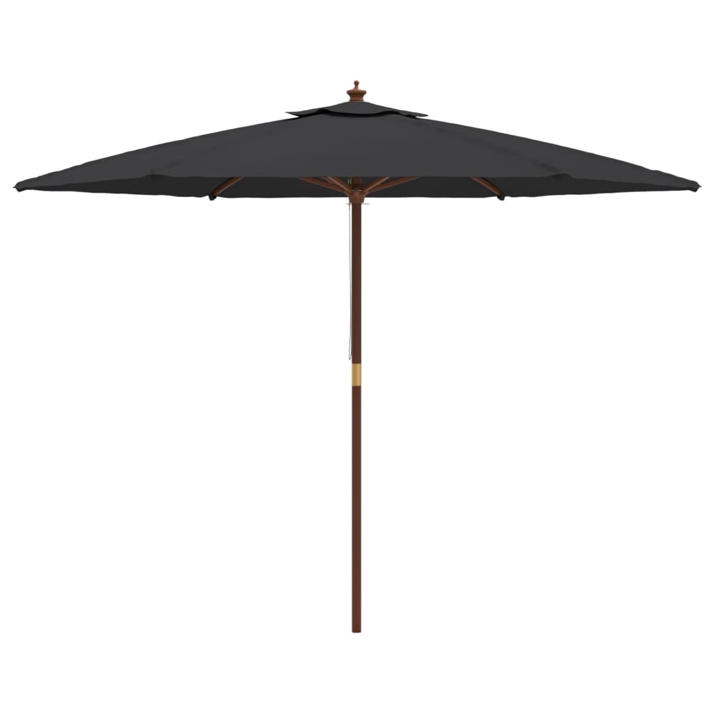 Parasol met houten paal 299x240 cm zwart - AllerleiShop