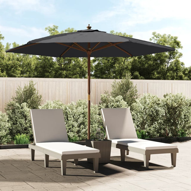 Parasol met houten paal 299x240 cm zwart - AllerleiShop