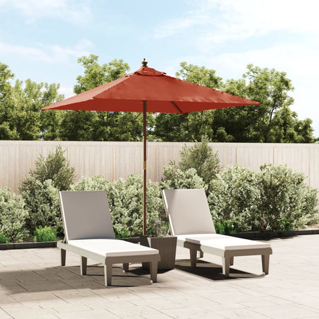 Parasol met houten paal 198x198x231 cm terracottakleurig - AllerleiShop