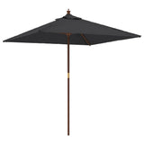 Parasol met houten paal 198x198x231 cm zwart - AllerleiShop