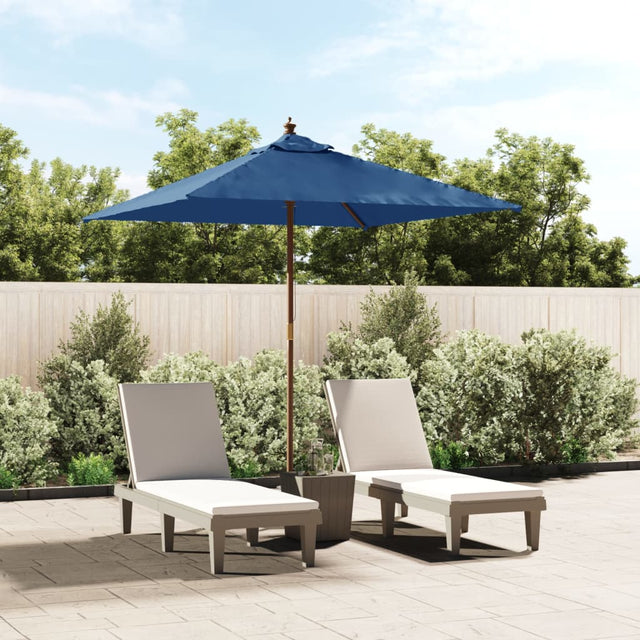 Parasol met houten paal 198x198x231 cm azuurblauw - AllerleiShop