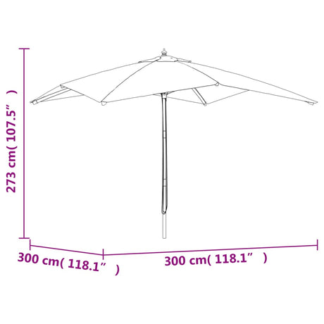 Parasol met houten paal 300x300x273 cm zandkleurig - AllerleiShop