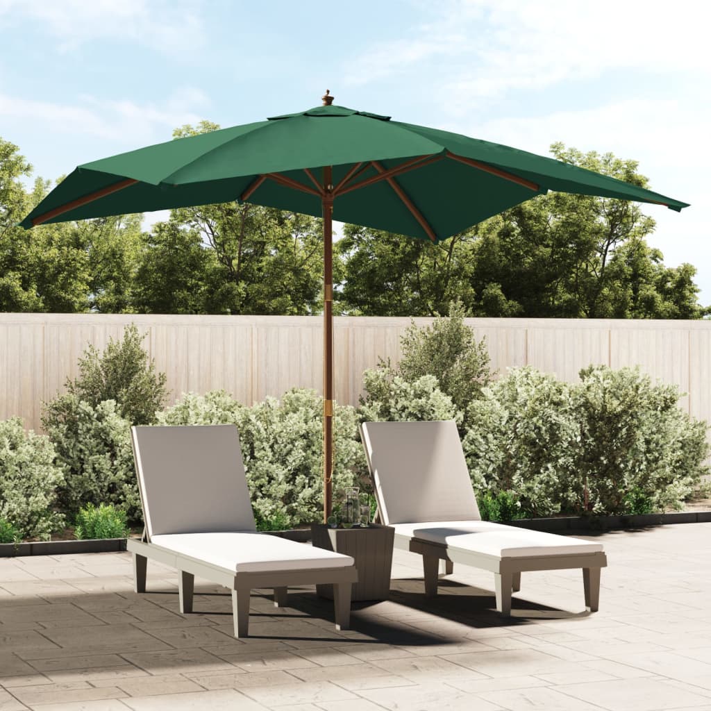 Parasol met houten paal 300x300x273 cm groen - AllerleiShop