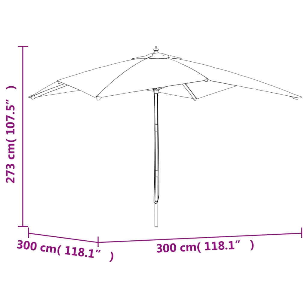 Parasol met houten paal 300x300x273 cm antracietkleurig - AllerleiShop