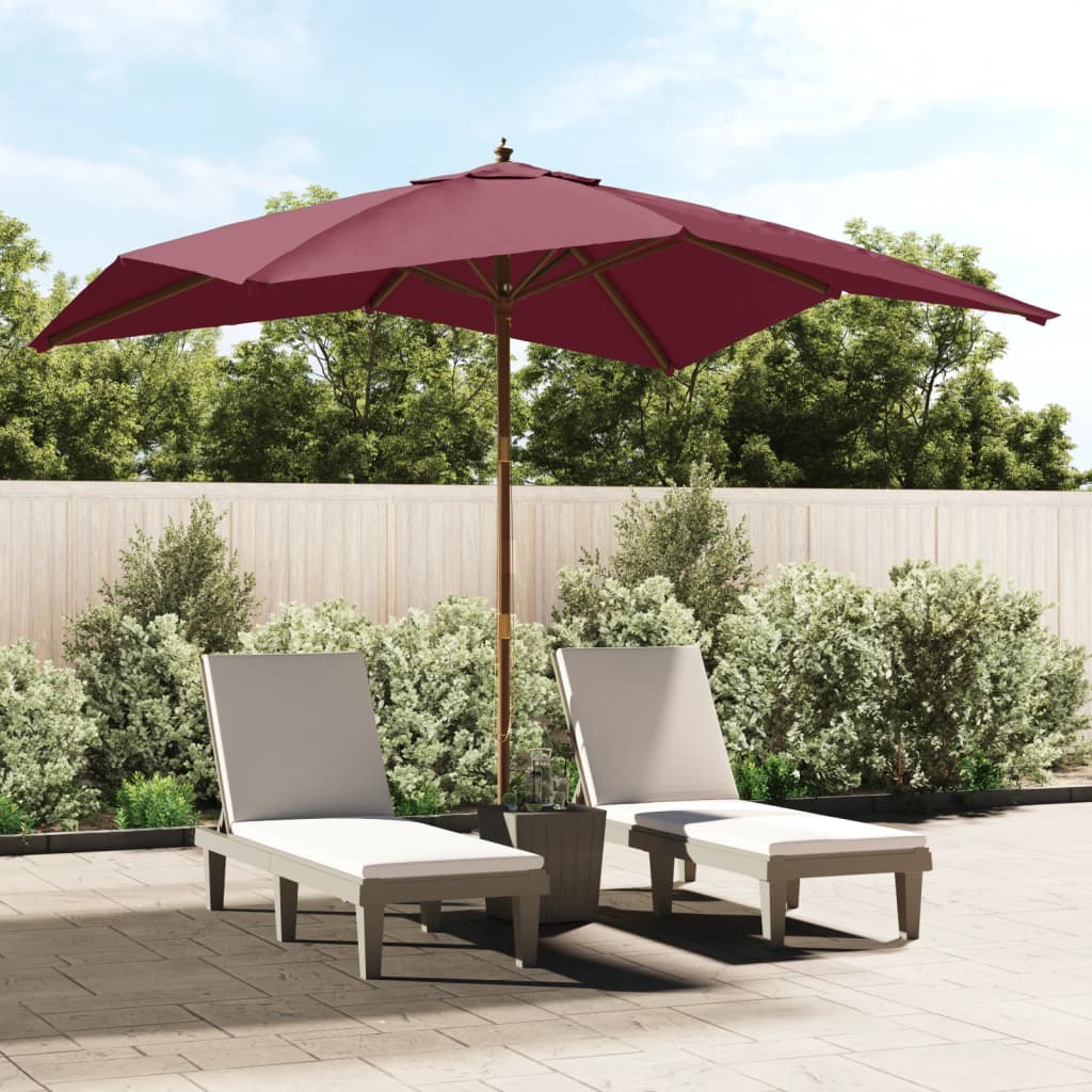 Parasol met houten paal 300x300x273 cm bordeauxrood - AllerleiShop