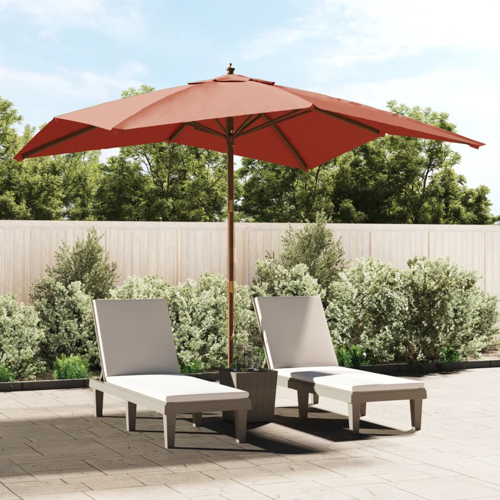 Parasol met houten paal 300x300x273 cm terracottakleurig - AllerleiShop