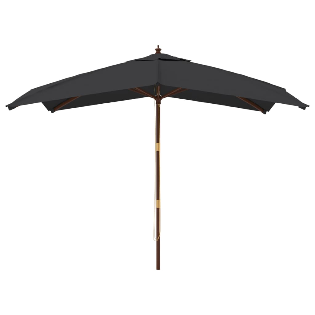 Parasol met houten paal 300x300x273 cm zwart - AllerleiShop