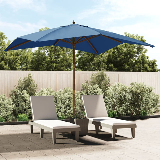 Parasol met houten paal 300x300x273 cm azuurblauw - AllerleiShop