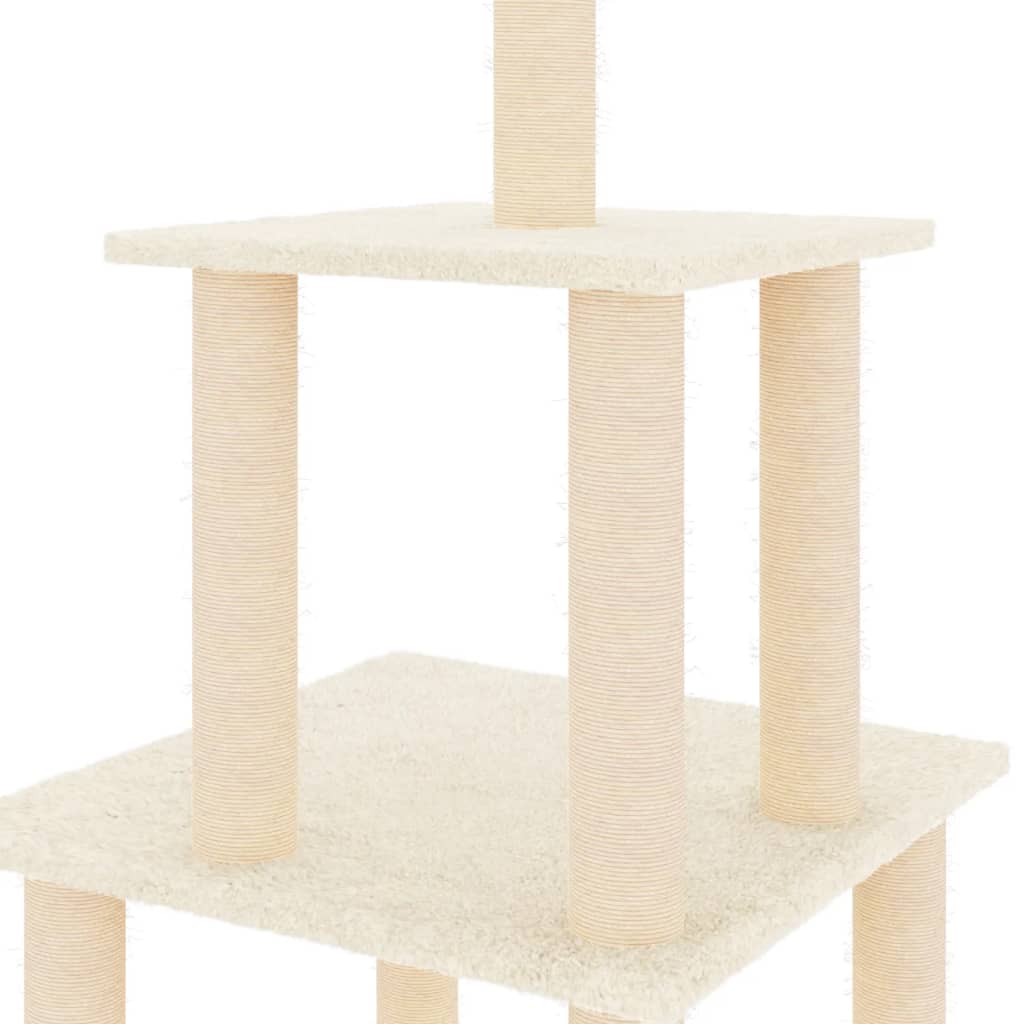 Kattenmeubel met sisal krabpalen 111 cm crèmekleurig